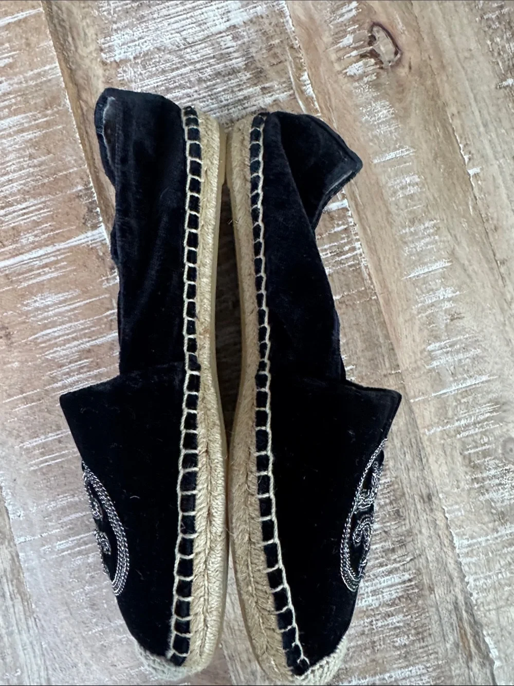 Tory Burch Black Velvet Espadrille 8.5